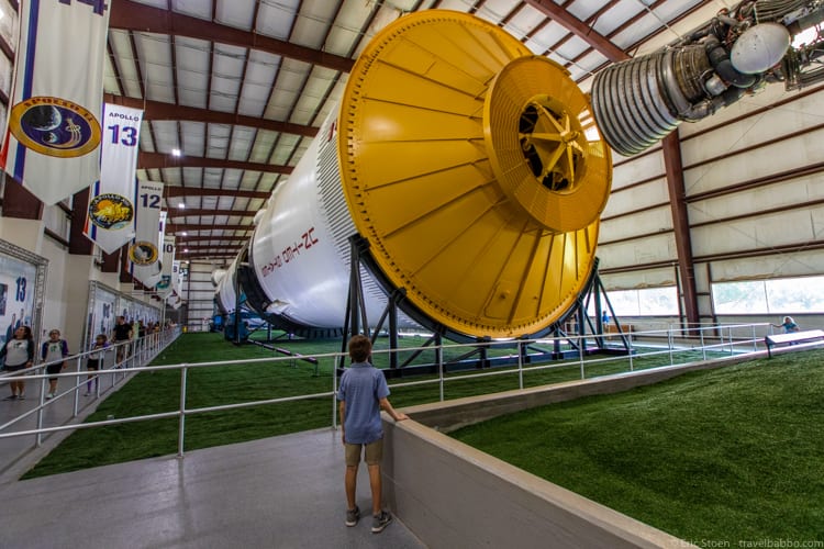 Houston with Kids - In the very large Saturn V rocket building! 