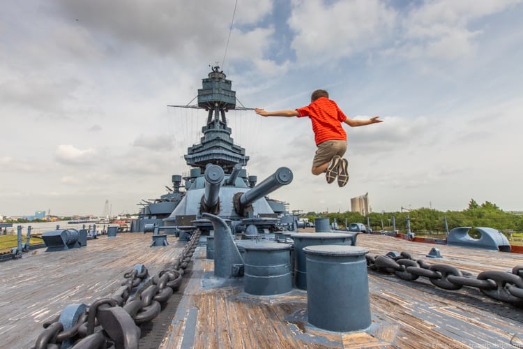 Houston with Kids - Playing on the USS Texas