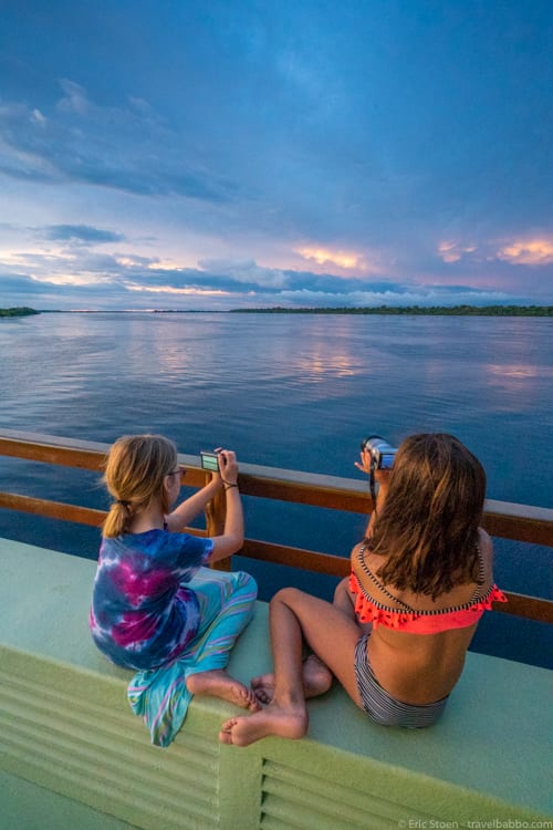 Amazon Rain Forest with Kids - Sunset aboard the Jacare Açu