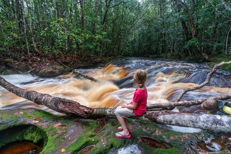 Amazon Rain Forest with Kids - At the end of our journey up river - the black water rapid