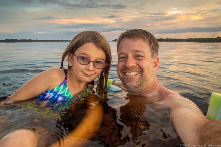 Amazon Rain Forest with Kids - In the Rio Negro. One of my favorite selfies ever! 