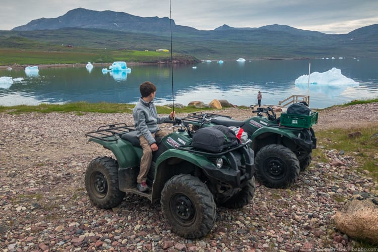Greenland with kids - Getting back on the ATVs after fishing