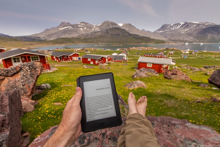 Greenland with kids - Reading overlooking Igaliku