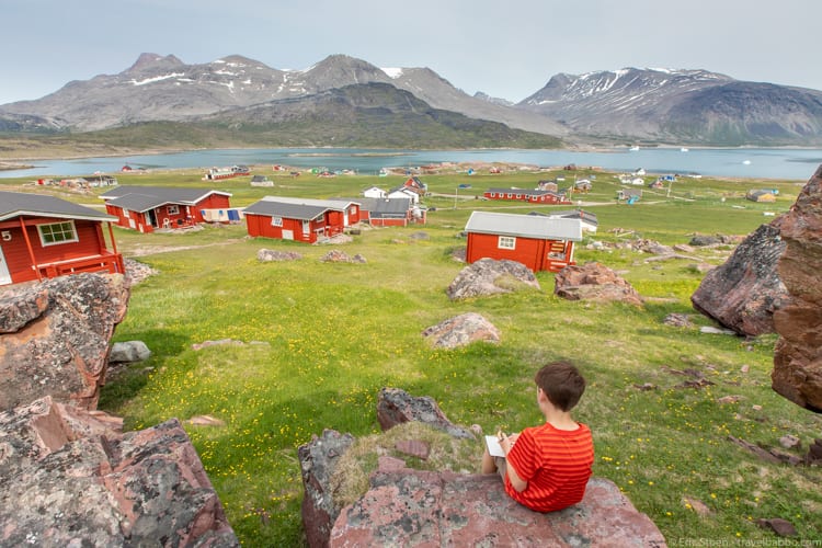 Greenland with kids - Sketching in Igaliku, Greenland