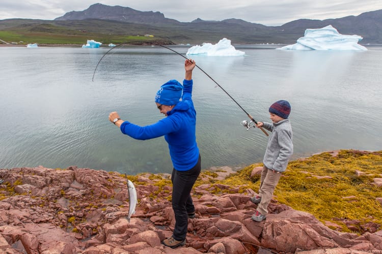 Greenland with kids - My son's first fish! 