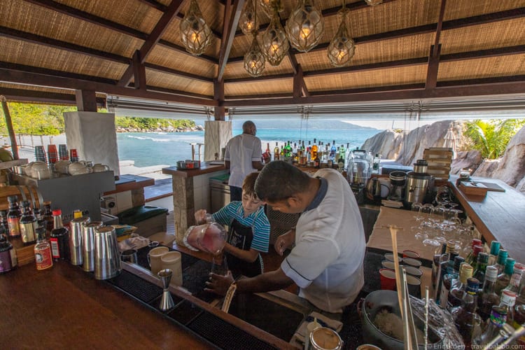 Seychelles with kids - Behind the bar