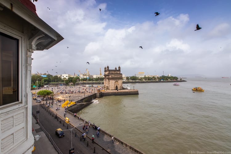 Around the world - The Gateway of India, from our room at Taj Mahal Palace