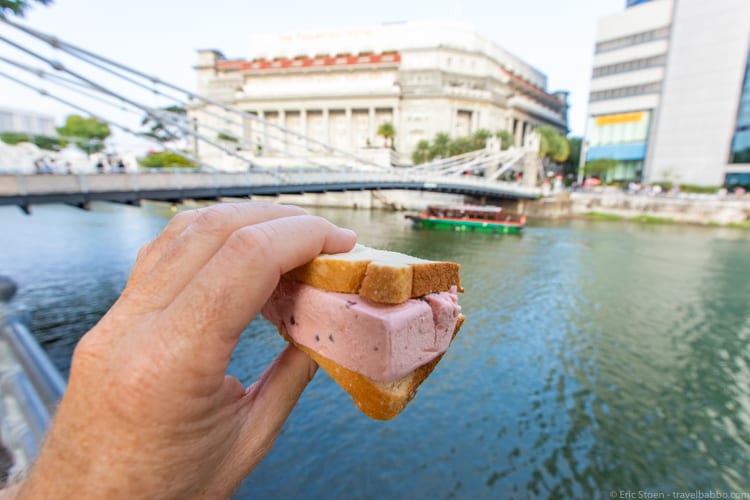 Around the world - My red bean ice cream sandwich in Singapore. So good! 