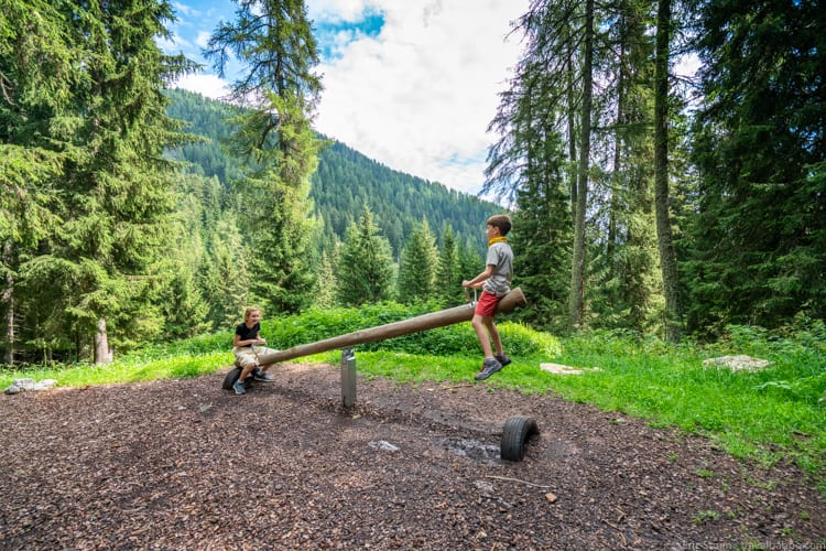 Dolomites with kids: A see saw (with a view!) along the path