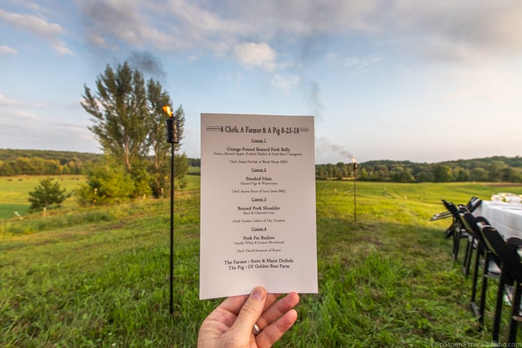 Milwaukee with kids - The menu for our farm dinner