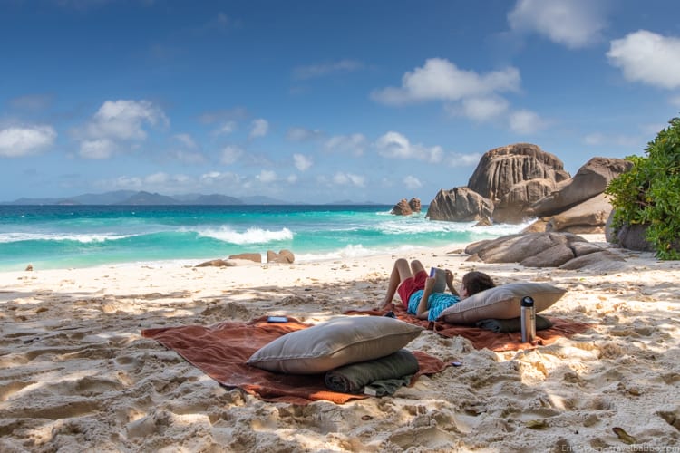 In the Seychelles - our only Africa stop so far on our around the world trips 