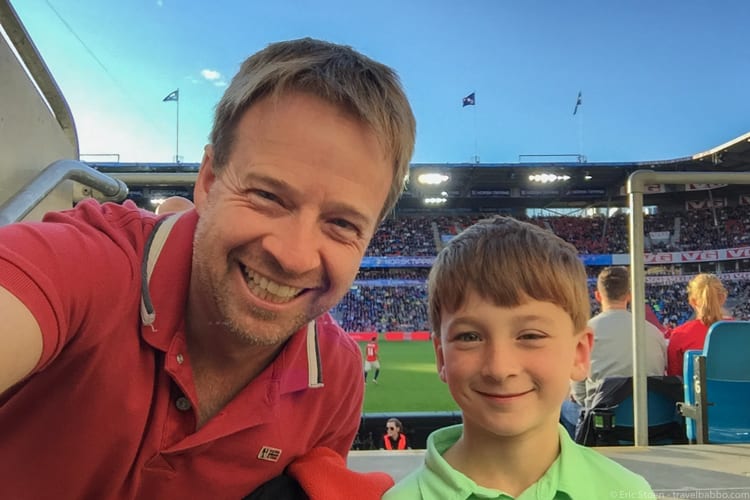 Ancestry DNA Family Travel - At my son's first football match - Norway vs Sweden