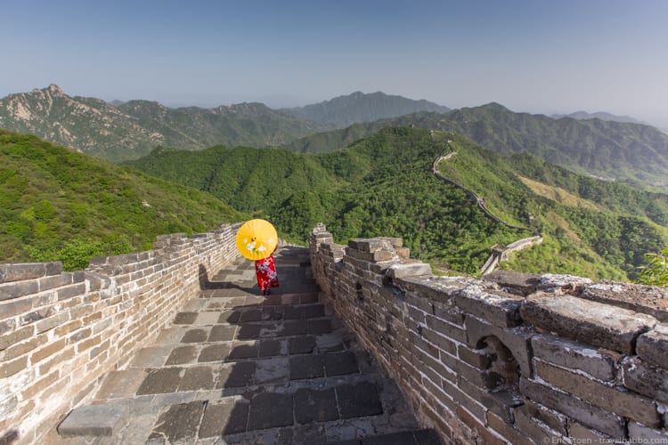 Frequent flyer miles - The Great Wall of China. I've visited China several times using miles. 