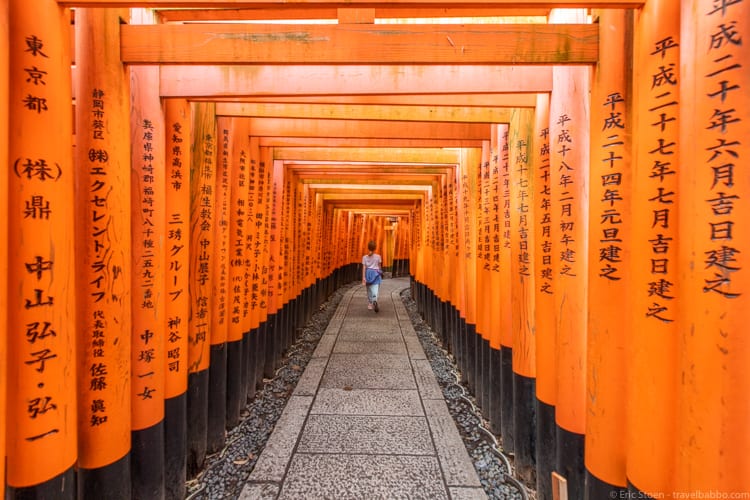 Jet Lag Tips - Having the Fushimi Inari torii gates in Kyoto to ourselves