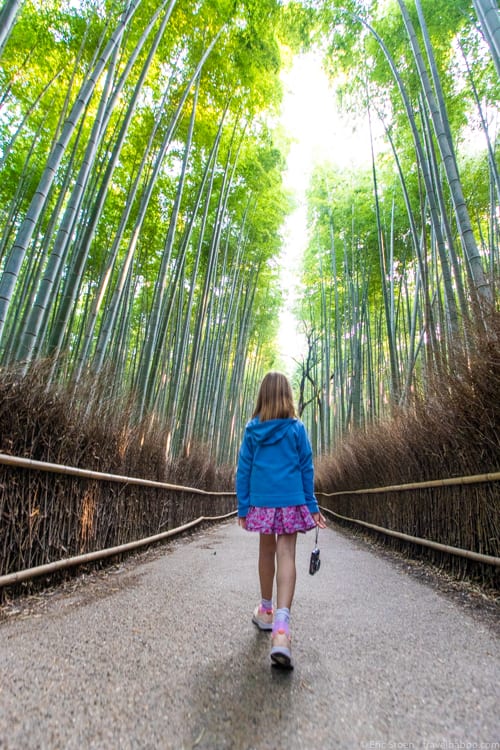 Kyoto with kids - Arriving at Arashiyama Bamboo Grove