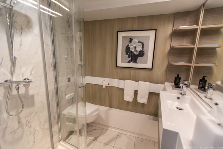 Celebrity Edge - Our bathroom - huge compared to other ships we've been on