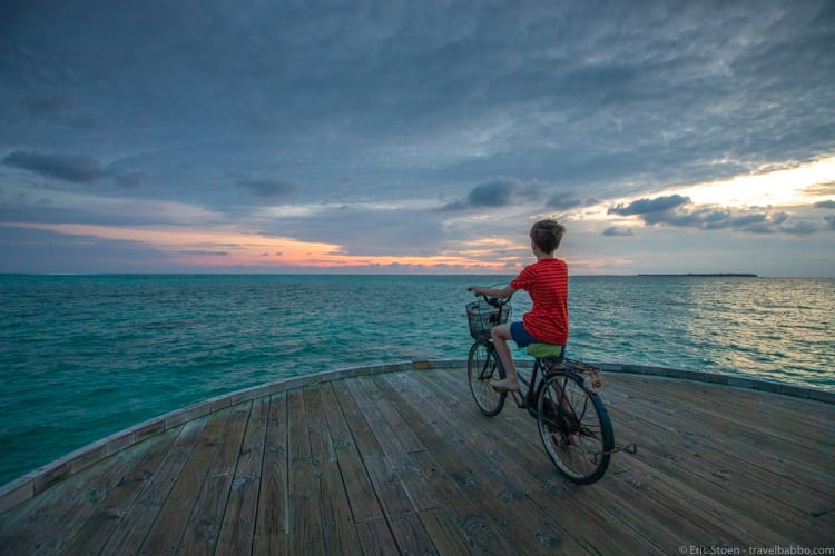 Jet Lag Tips - When we're awake early in the Maldives we hop on our bikes