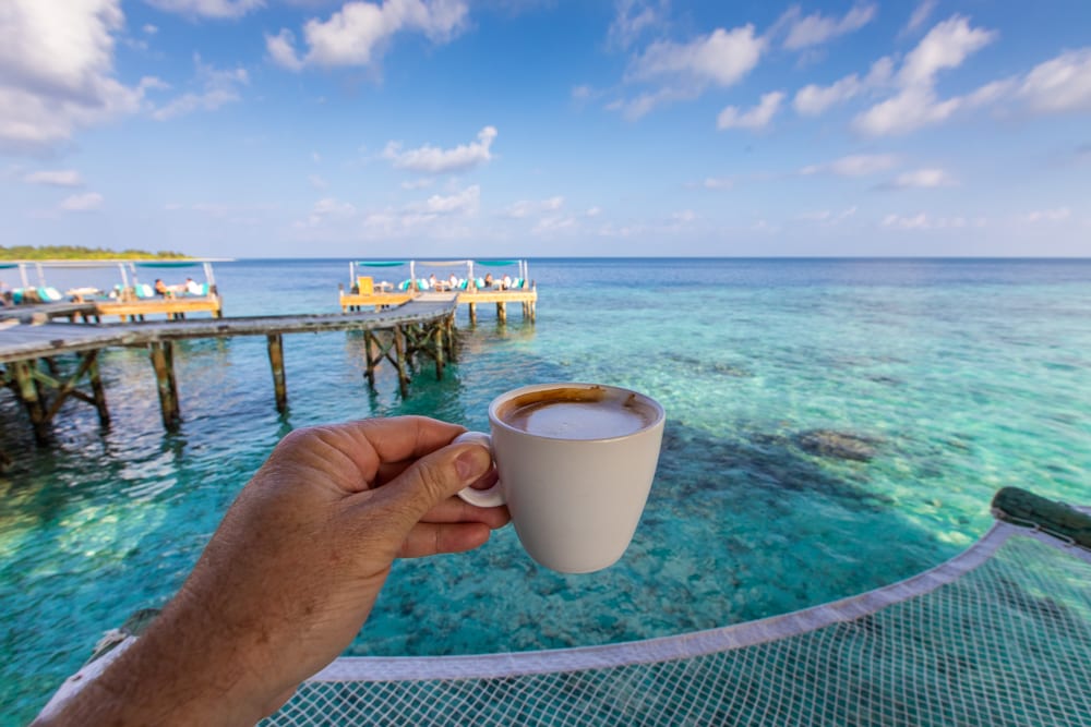 Jet lag tips - coffee in the Maldives