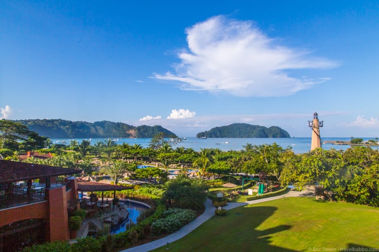 How much does a Disneyland Vacation Cost? The view from our room at the Los Suenos Marriott in Herradura, Costa Rica