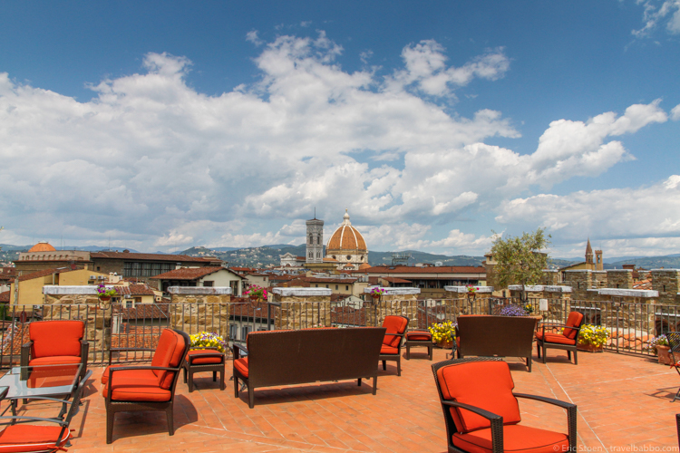Things to do in Florence with kids - The rooftop patio at Antica Torre di via Tornabuoni