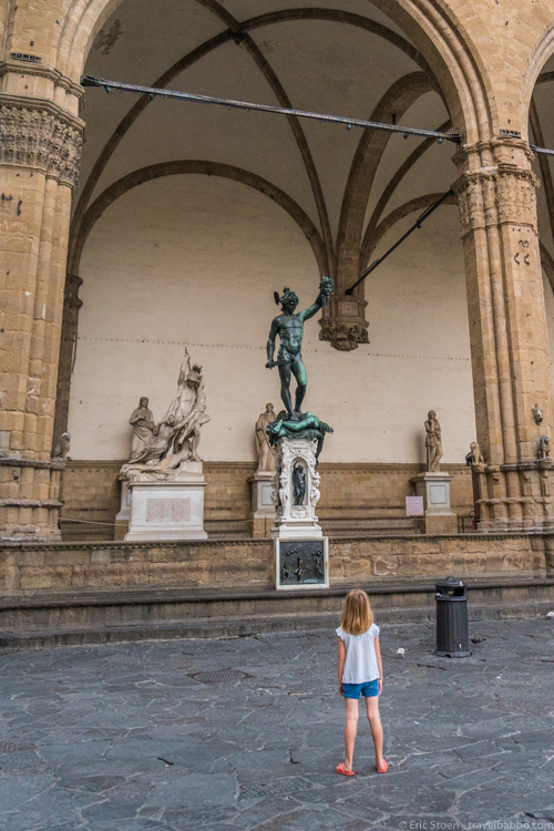 Things to do in Florence with kids - The Loggia dei Lanzi with no one else around