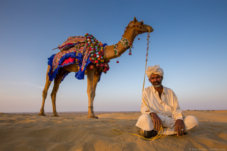 During a camel-riding beak in Rajasthan, India