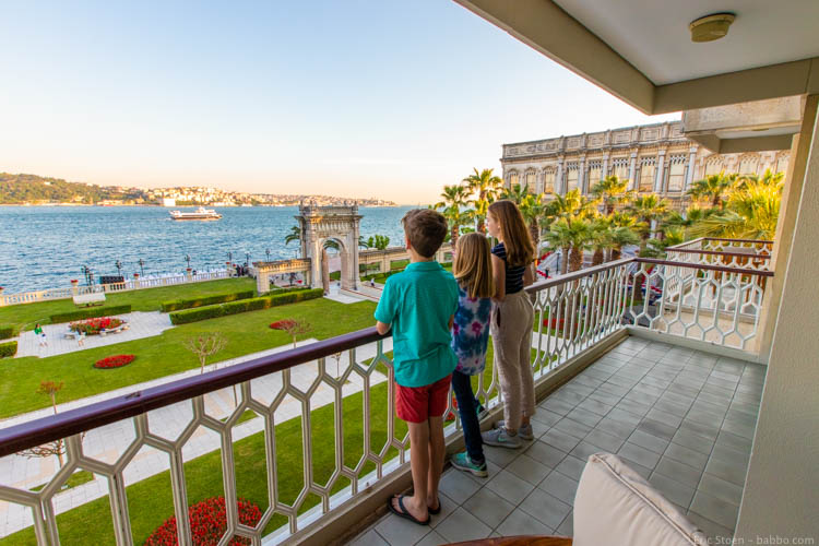 Istanbul with Kids - Looking out from our balcony at Ciragan Palace Kempinski
