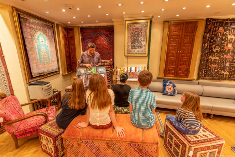 Istanbul with Kids - Our weaving demonstration at Orient Handmade Carpets