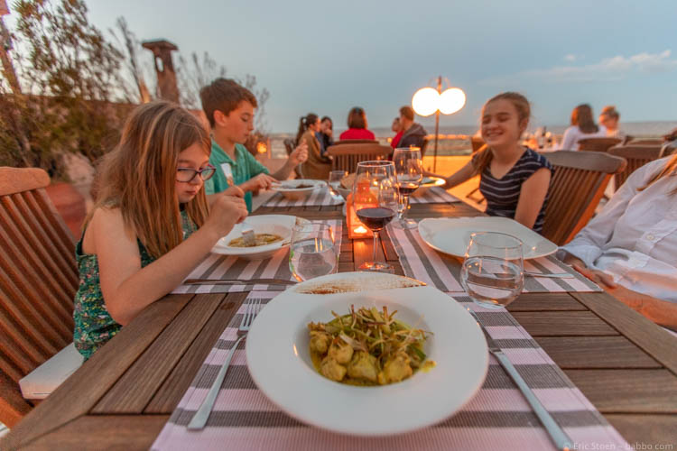 Cappadocia with Kids - Our meal on the Elai terrace 
