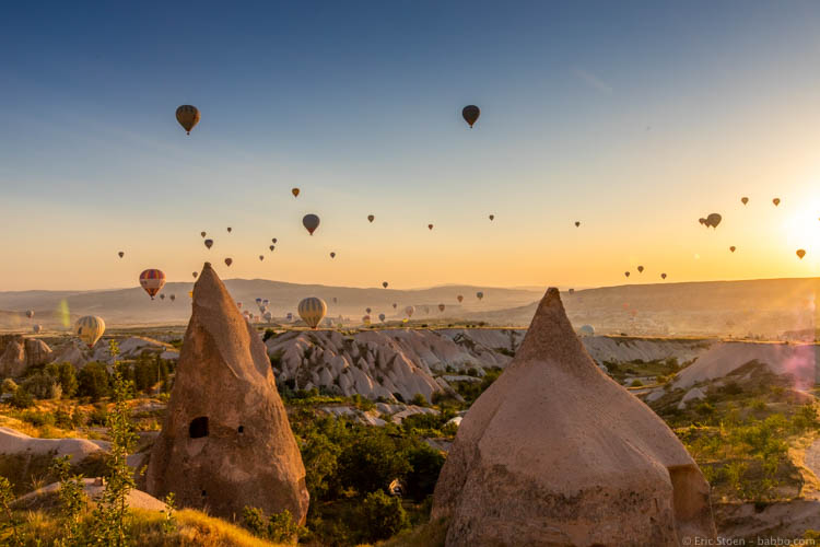 Balloons at sunrise in Cappadocia