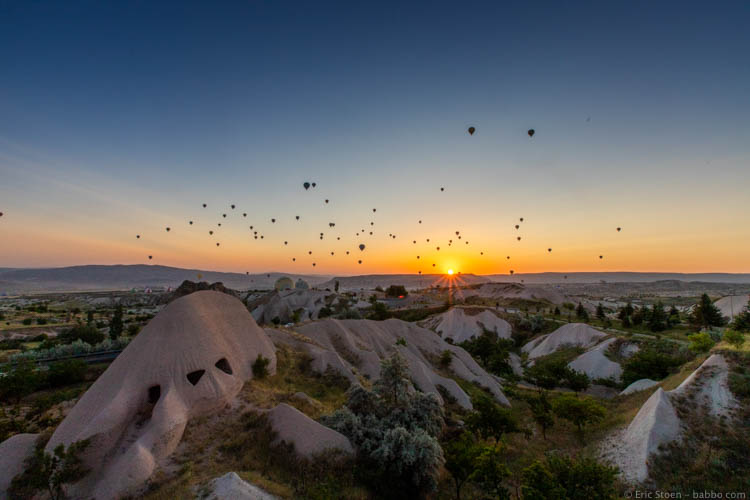 Cappadocia with Kids - Sunrise our third morning from a different vantage point, maybe a five-minute walk away