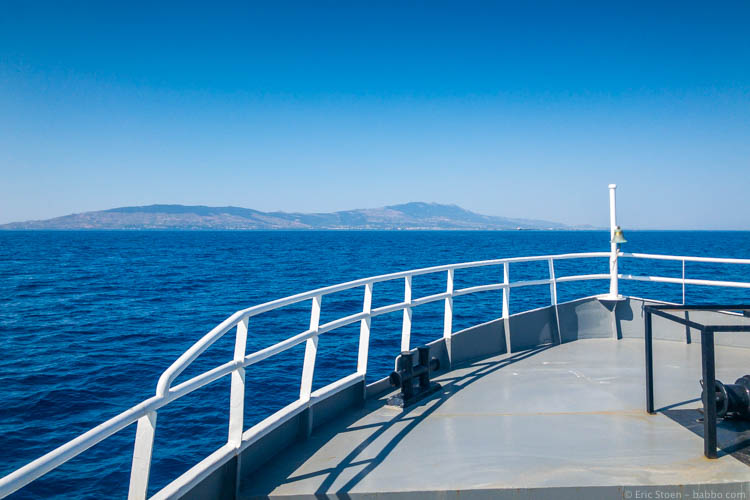 The 45-minute ferry from Bodrum to Kos (straight-ahead)
