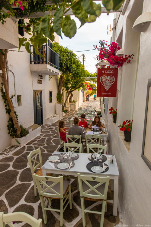 Paros Greece - The first diners of the night at So So