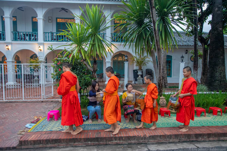 Asia with kids - Monks in Luang Prabang