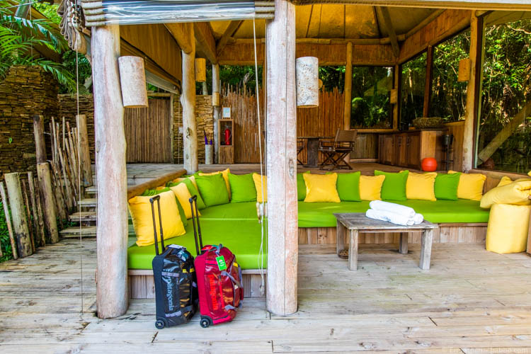 Packing tips - My son and I traveled through Asia for three weeks with these two suitcases and a day pack. Pictured at Soneva Kiri in Thailand.