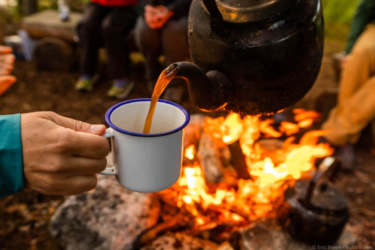 Sweden with kids - Campfire coffee on night one