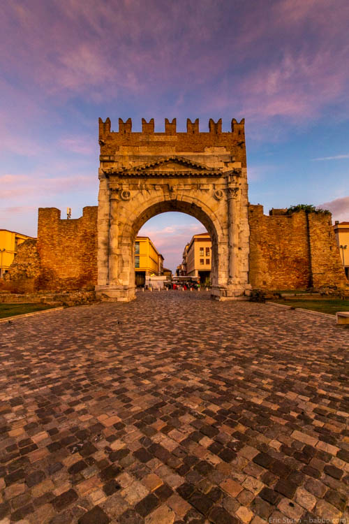 Rimini - The Arch of Augustus at sunrise