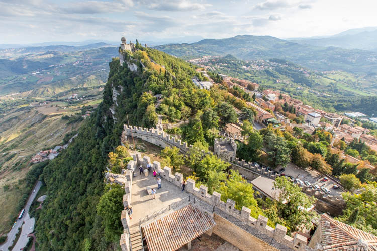 San Marino - Looking towards Cesta Tower (the middle tower) from Guaita Tower