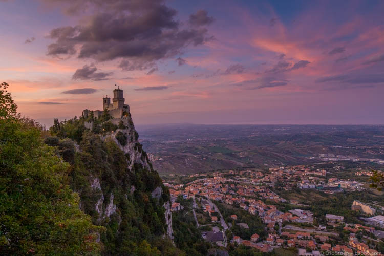 San Marino - Guaita Tower at sunset