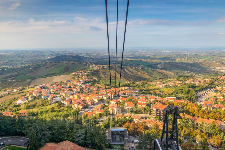 San Marino - The cable car from the old town down to Borgo Maggiore