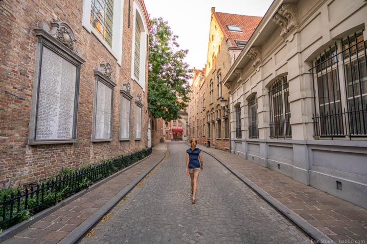 Kid-Friendly European Cities - Bruges - Walking to dinner in the evening