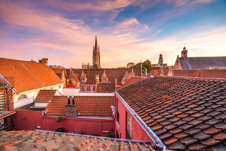 Kid-Friendly European Cities - Bruges - Looking out from the Hotel de Orangerie - our hotel pick in one of the best family holiday destinations in Europe