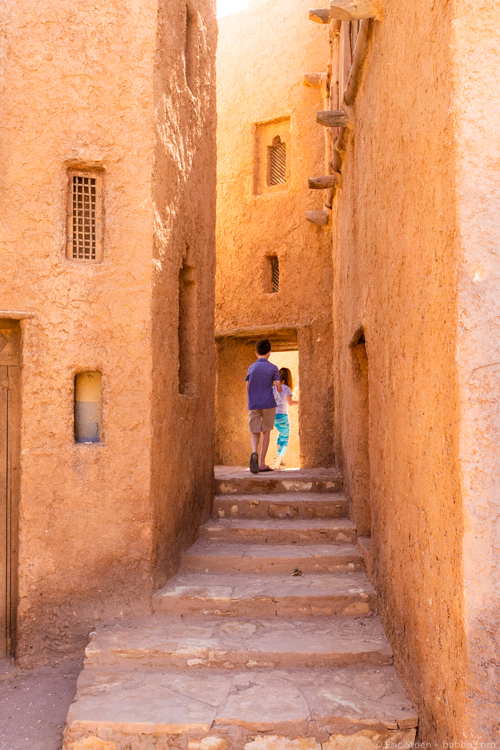 Morocco with Kids - Running through the Morocco section of Atlas Studios