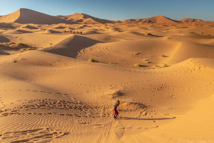 Morocco with Kids - Sandboarding in the Saraha