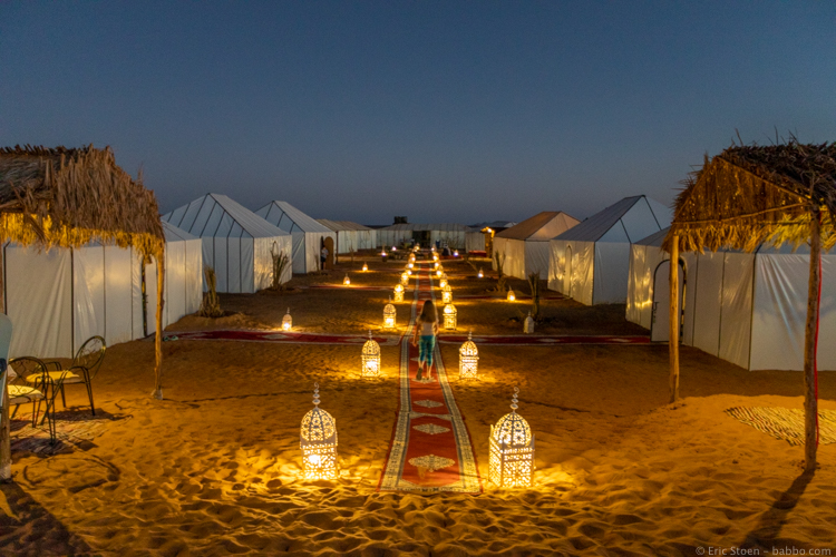 Morocco with Kids - The camp at night
