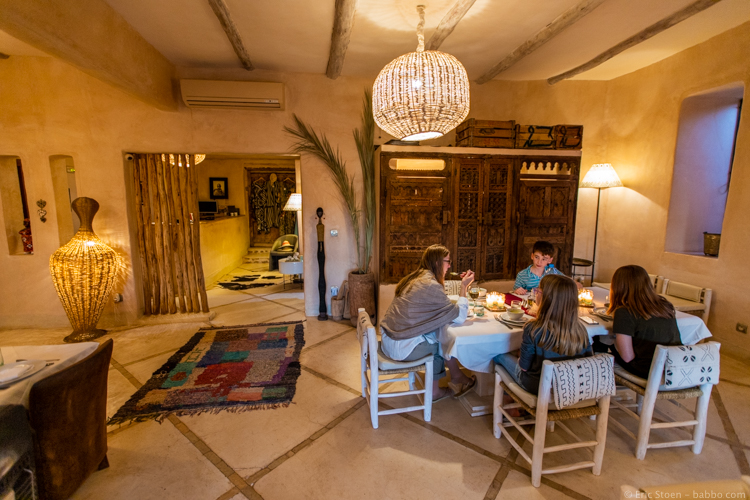 Morocco with Kids - Dinner at Riad Caravane