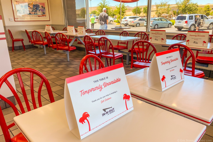 SW USA Road Trip Planner - In-n-Out was open, but most tables were blocked off