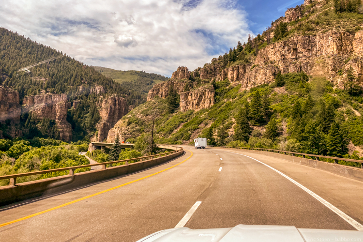 SW USA Road Trip Planner - Driving through Glenwood Canyon in Colorado