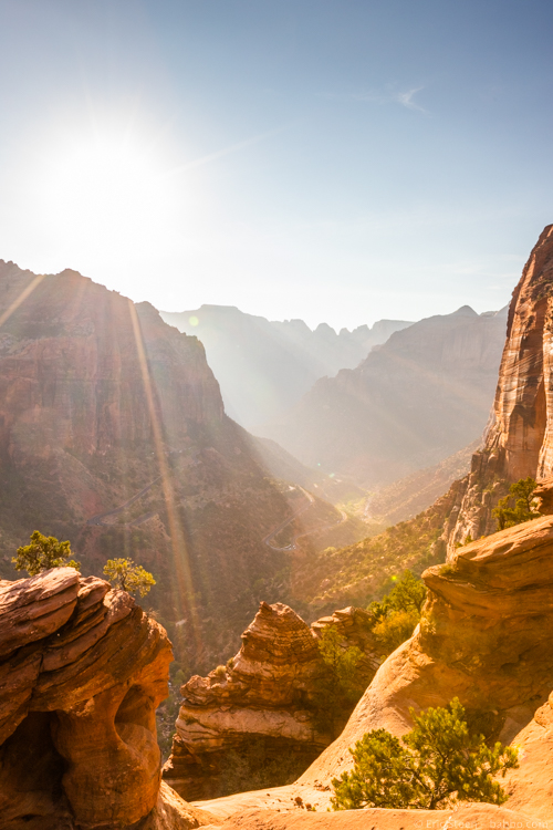 Best Road Trip Stops - Zion's Canyon Overlook at sunset