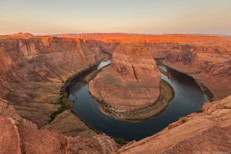 Best Road Trips Stops - Horseshoe Bend just after sunrise